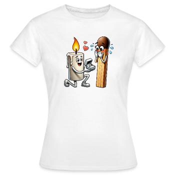 Kerze liebt Streichholz - Frauen T-Shirt - Weiß - Vorne - AI Model Female 172 dark (172cm)