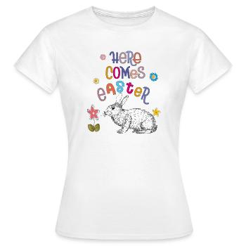 Joyeuses Pâques Lapin de Pâques - T-shirt Femme - blanc - Devant - AI Model Female 172 dark (172cm)