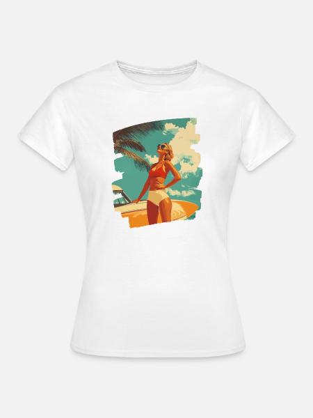 Sommer Sonne Retro - Frauen T-Shirt - Weiß