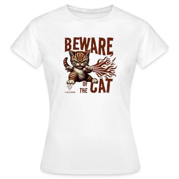 Attention au chat - T-shirt Femme - blanc - Devant - AI Model Female 172 dark (172cm)
