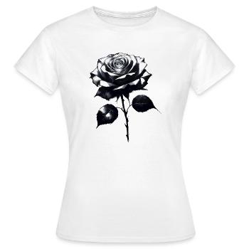 rose sketch - Women's T-Shirt - white - Front - AI Model Female 172 dark (172cm)