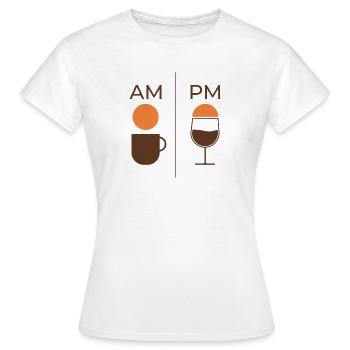 AM Coffee PM Wine – Kaffee & Wein Design - Women's T-Shirt - white - Front - AI Model Female 172 dark (172cm)