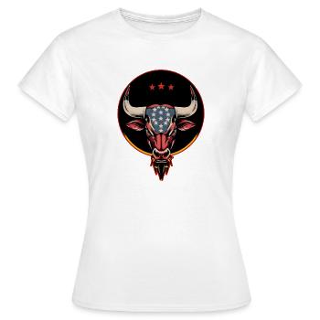 Patriotischer Stierkopf, ein amerikanischer Stier. - Frauen T-Shirt - Weiß - Vorne - AI Model Female 172 dark (172cm)
