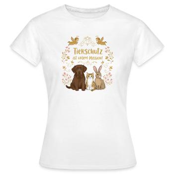 Tierschutz ist unsere Mission - Frauen T-Shirt - Weiß - Vorne - AI Model Female 172 dark (172cm)