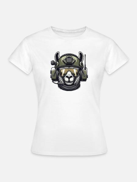 Lama Militär Design - Frauen T-Shirt - Weiß