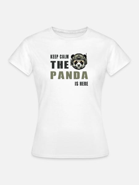 Taktischer Panda – Keep Calm - Frauen T-Shirt - Weiß