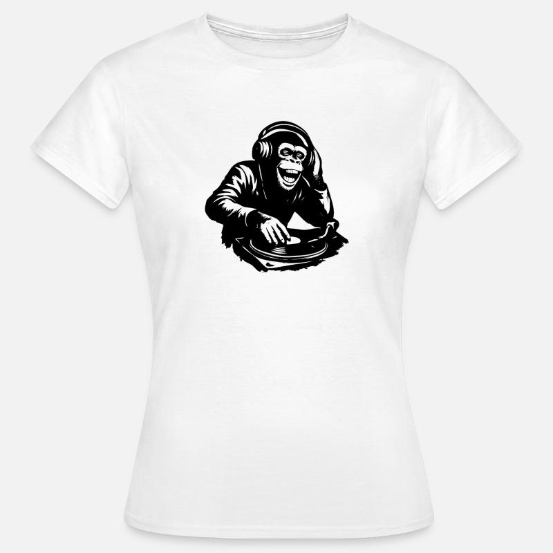 DJ The Monkey Danse à la Banksy - T-shirt Femme - blanc