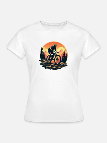 Bergabenteuer Mountainbike Sunset - Frauen T-Shirt - Weiß