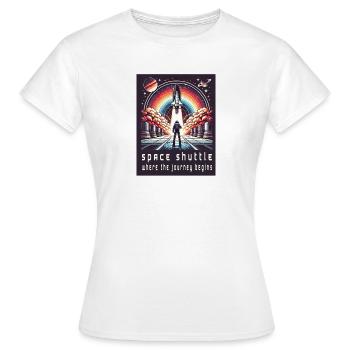 Space Shuttle - Die Reise beginnt - Frauen T-Shirt - Weiß - Vorne - AI Model Female 172 dark (172cm)
