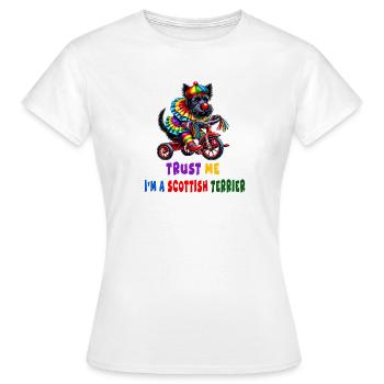 Clown terrier sur tricycle - T-shirt Femme - blanc - Devant - AI Model Female 172 dark (172cm)