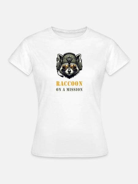 Waschbär in Mission - Frauen T-Shirt - Weiß