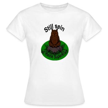 Stille ist eine Tugend, in der Meditation - Eule - Frauen T-Shirt - Weiß - Vorne - AI Model Female 172 dark (172cm)