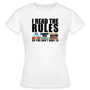 Brettspiele lustiger Spruch - Regeln gelesen - Frauen T-Shirt - Weiß - Vorne - AI Model Female 172 dark (172cm)