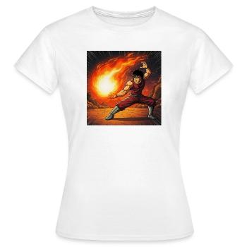 Combattant de boules de feu dans le volcan - T-shirt Femme - blanc - Devant - AI Model Female 172 dark (172cm)