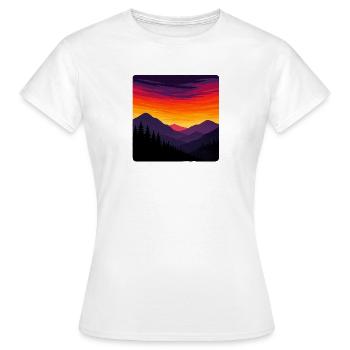 Coucher de soleil sur les montagnes sauvages - T-shirt Femme - blanc - Devant - AI Model Female 172 dark (172cm)