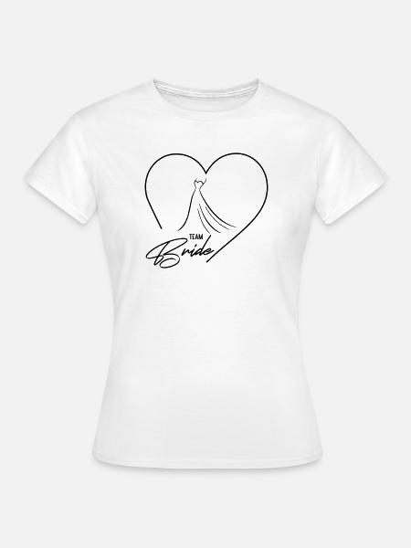 Team Bride! Herz & Brautkleid, personalisierbar - Frauen T-Shirt - Weiß