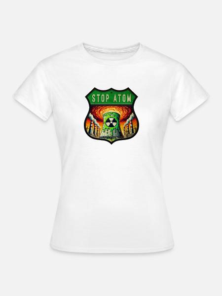 Stop Atom Wappen Design - Frauen T-Shirt - Weiß