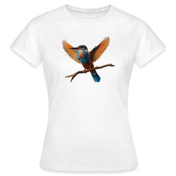 Lebhafter Eisvogel im Flug - Frauen T-Shirt - Weiß - Vorne - AI Model Female 172 dark (172cm)