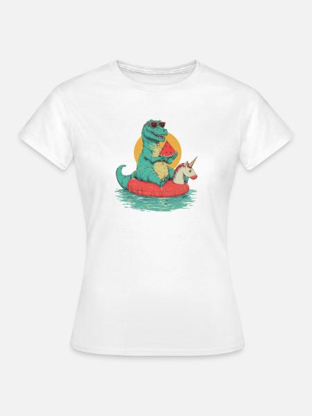 T-rex chilling - Frauen T-Shirt - Weiß