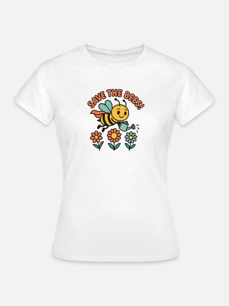 Superhelden-Biene: Save the Bees! - Dame-T-shirt - hvid