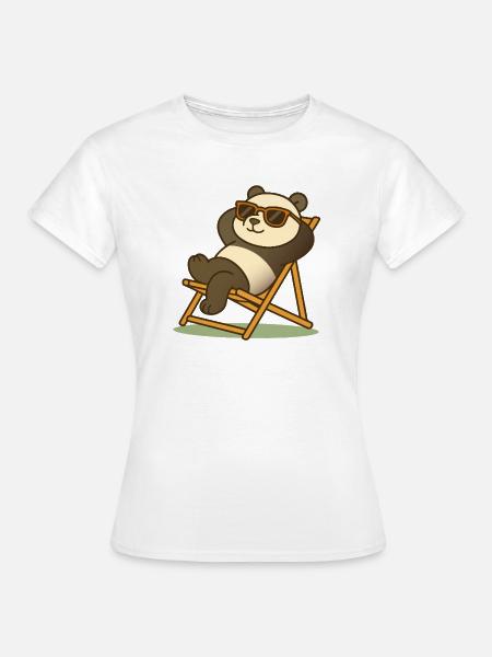 Relaxter Panda mit Sonnenbrille im Liegestuhl - T-shirt dam - vit