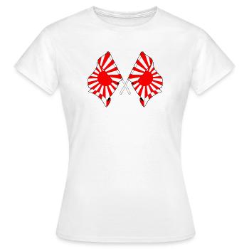 Drapeaux croisés du Soleil levant - T-shirt Femme - blanc - Devant - AI Model Female 172 dark (172cm)