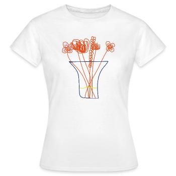 Bouquet Minimaliste – Fleurs dans un Vase - T-shirt Femme - blanc - Devant - AI Model Female 172 dark (172cm)