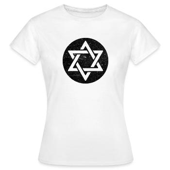 Étoile de David en cercle noir - T-shirt Femme - blanc - Devant - AI Model Female 172 dark (172cm)