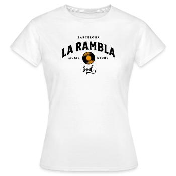 « La Rambla Soul » Magasin de musique vintage de Barcelone - T-shirt Femme - blanc - Devant - AI Model Female 172 dark (172cm)