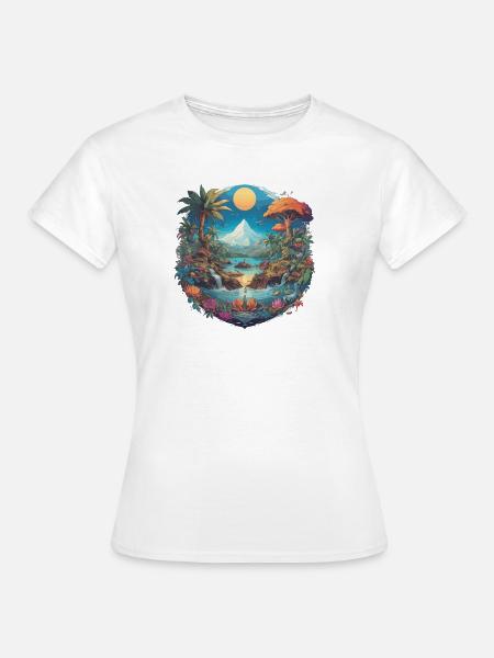 Mystische Berg- und Flusslandschaft - Frauen T-Shirt - Weiß