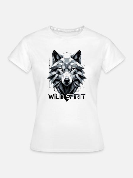 Geometrischer Wolf Tribal Design - Frauen T-Shirt - Weiß