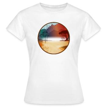 Glowing African steppe at sunrise - Women's T-Shirt - white - Front - AI Model Female 172 dark (172cm)