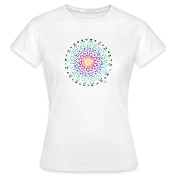 Mandala Lebensfreude - Frauen T-Shirt - Weiß - Vorne - AI Model Female 172 dark (172cm)