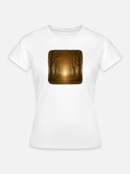 Mystyischer Herbstwald Sonnenlicht - Frauen T-Shirt - Weiß