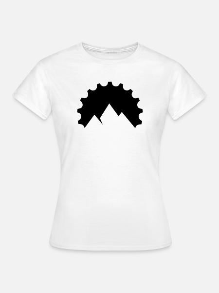 Zahnrad trifft Bergsilhouette - Frauen T-Shirt - Weiß