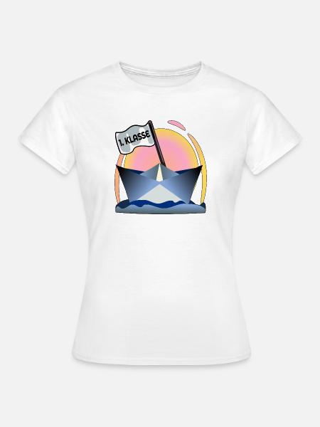 Einschulung Schulanfang Papierboot - Frauen T-Shirt - Weiß