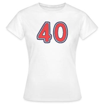 40. 40 YEARS. 40th ANNIVERSARY. 40 YEARS ANNIVERSARY. - Women's T-Shirt - white - Front - AI Model Female 172 dark (172cm)