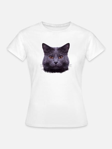 grauer Katzenkopf  - Frauen T-Shirt - Weiß