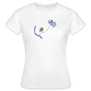 Vogel mit Blume - Frauen T-Shirt - Weiß - Vorne - AI Model Female 172 dark (172cm)