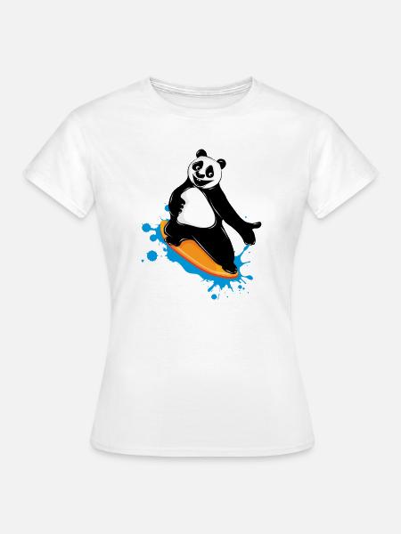 Surfender Panda Bär im Graffiti Stil - Frauen T-Shirt - Weiß