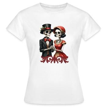 Christmas romance of bones. - Women's T-Shirt - white - Front - AI Model Female 172 dark (172cm)