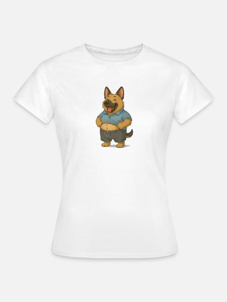 Lustiger Schäferhund im Freizeitlook - Frauen T-Shirt - Weiß