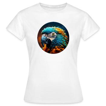 Perroquet, Coloré, Paillettes, Paillettes, Oiseau - T-shirt Femme - blanc - Devant - AI Model Female 172 dark (172cm)