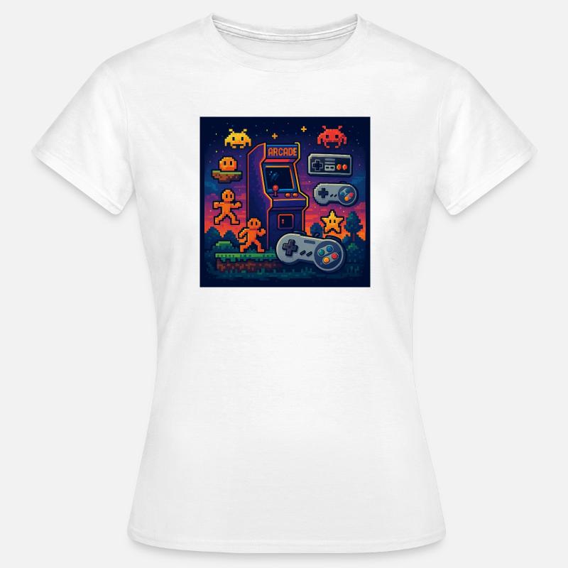 Conception de jeu d’arcade Pixel rétro - T-shirt Femme - blanc