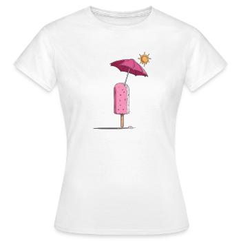 Eis-Sommertraum mit Sonnenschirm - Frauen T-Shirt - Weiß - Vorne - AI Model Female 172 dark (172cm)