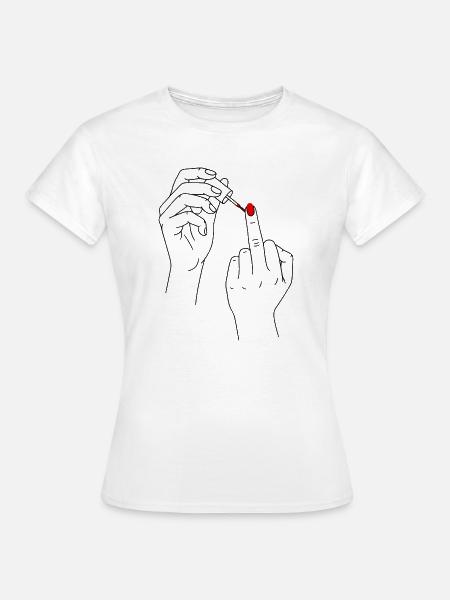 Frauenpower Stinkefinger Frauen Power Selbsbewusst - Frauen T-Shirt - Weiß