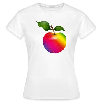 Pomme arc-en-ciel colorée avec des feuilles Illustration - T-shirt Femme - blanc - Devant - AI Model Female 172 dark (172cm)
