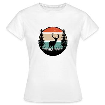 Cerf silhouette rétro en nature - T-shirt Femme - blanc - Devant - AI Model Female 172 dark (172cm)