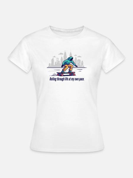 Rolling Through Life - Frauen T-Shirt - Weiß