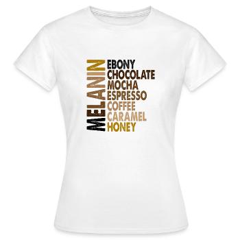 Design sur le thème du café et du chocolat Eybony - T-shirt Femme - blanc - Devant - AI Model Female 172 dark (172cm)
